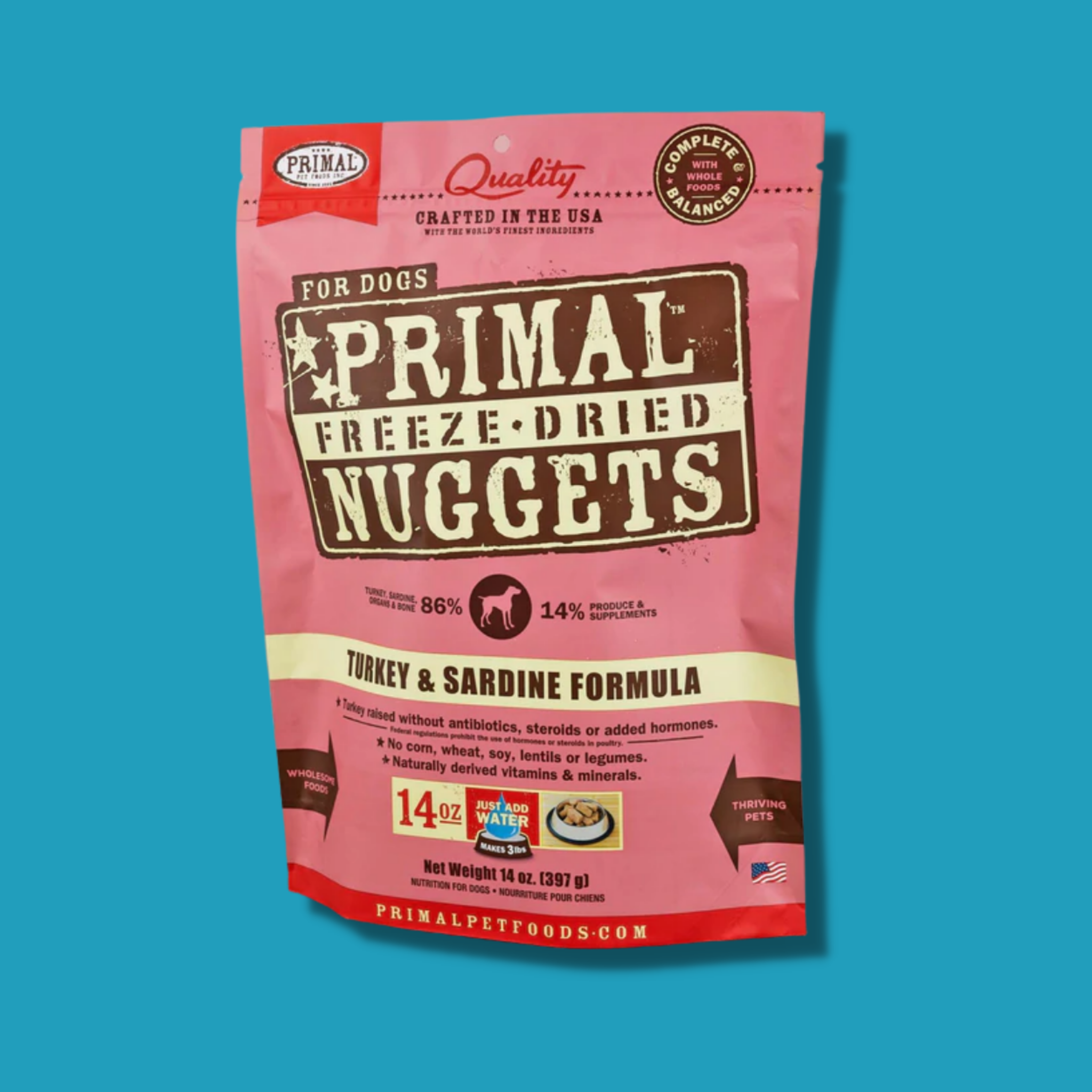 Primal Turkey & Sardine Nuggets Grain Free Raw Freeze Dried Dog Food