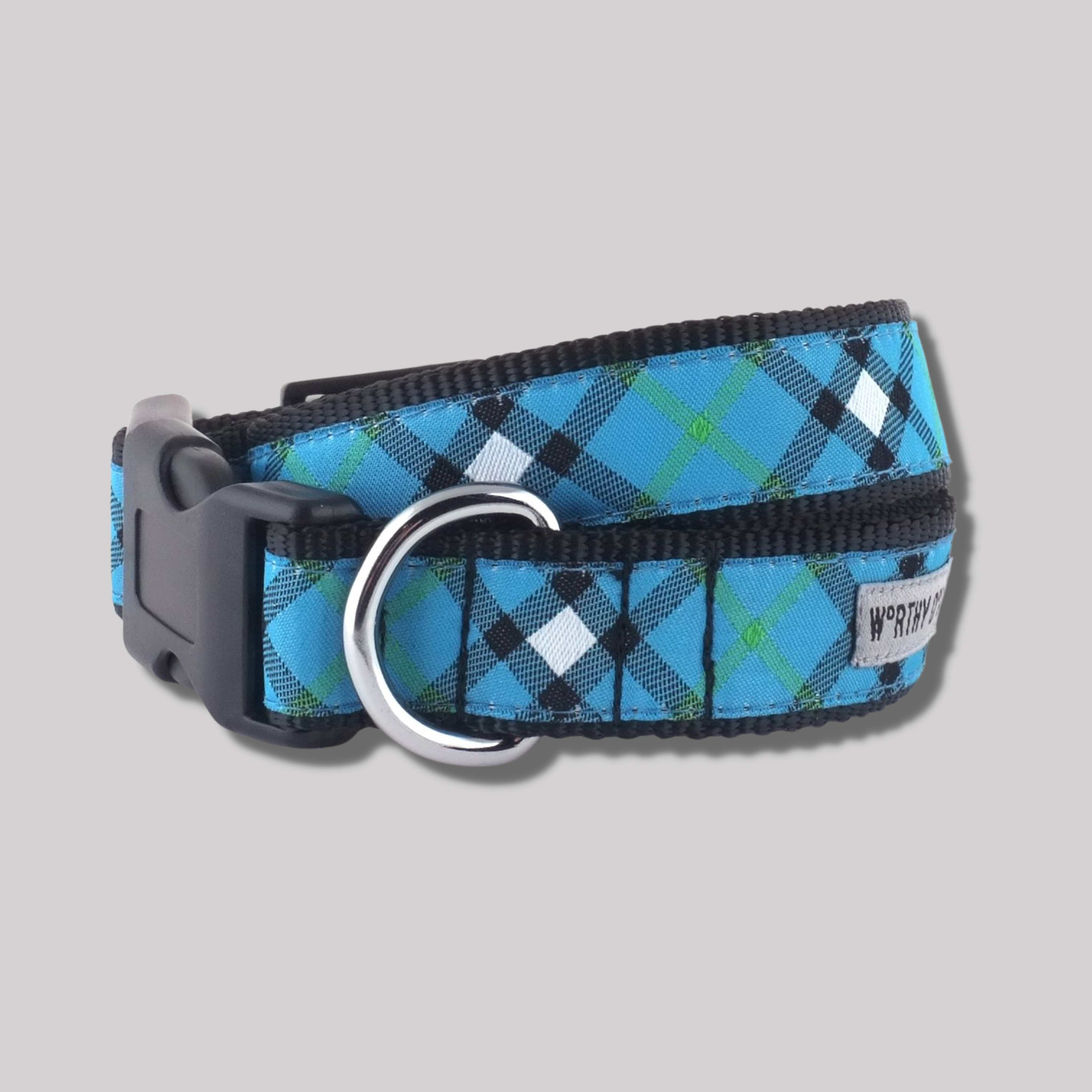 The Worthy Dog Blue Bias Plaid Collar