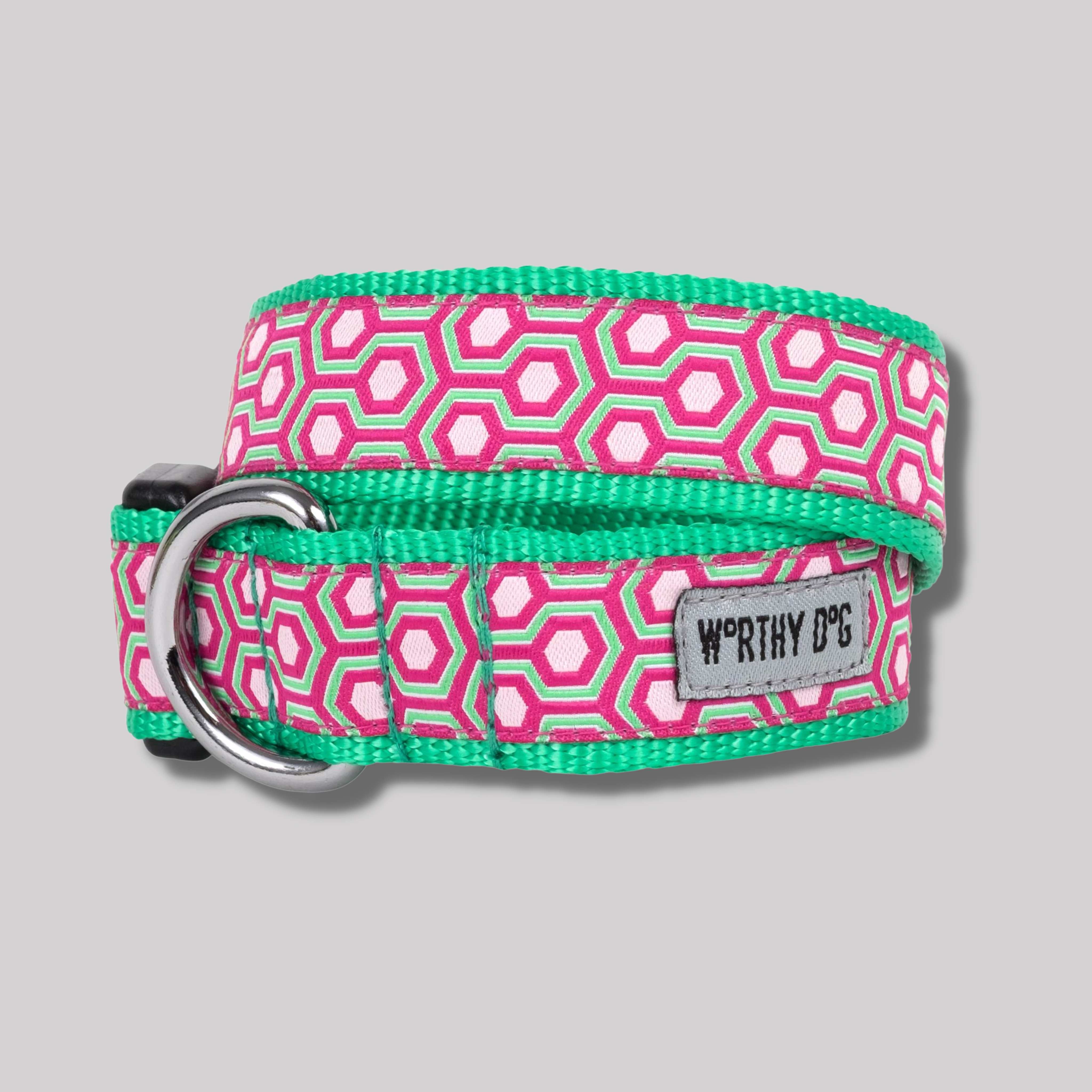 The Worthy Dog Pink Hexagon Collar