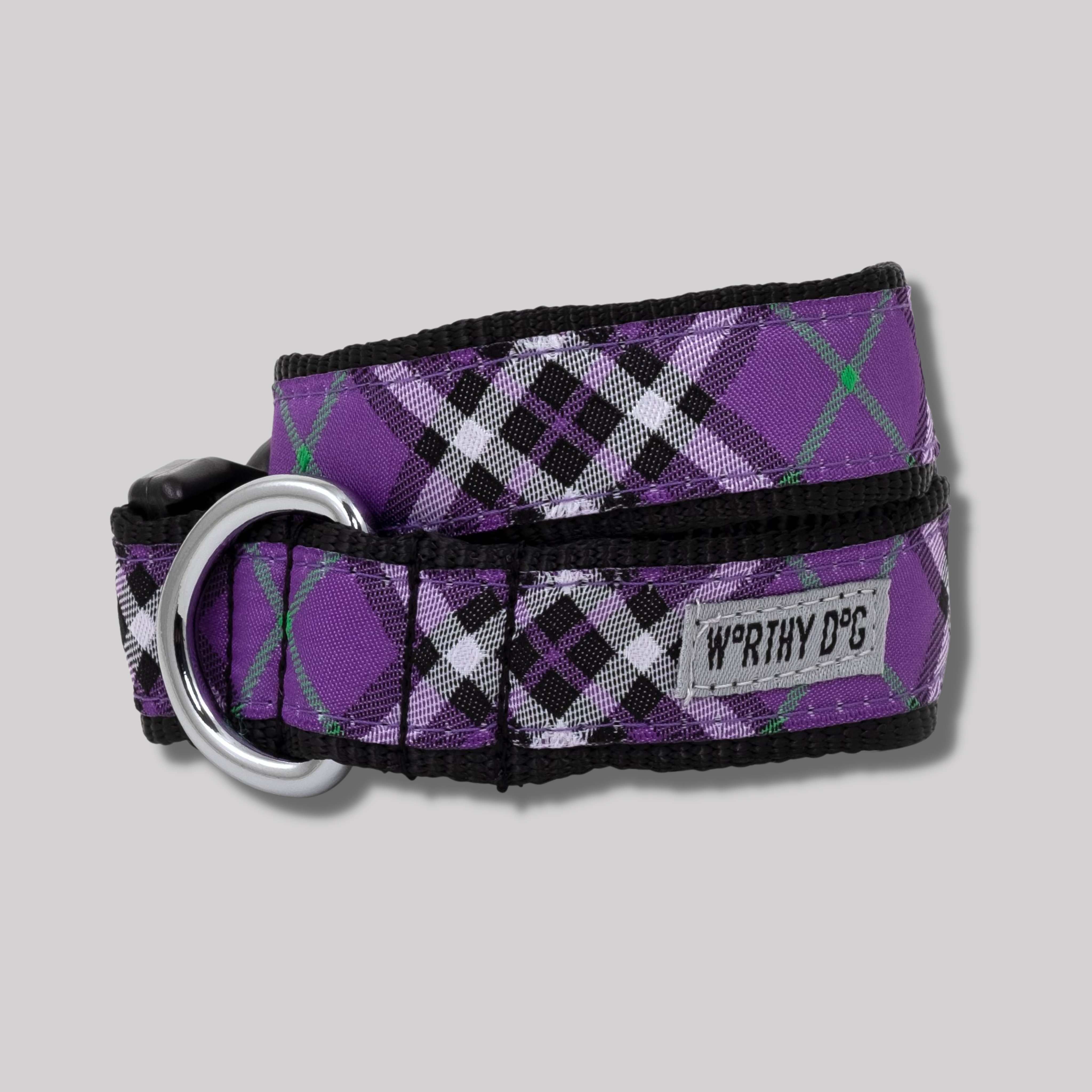The Worthy Dog Purple Bias Plaid Collar